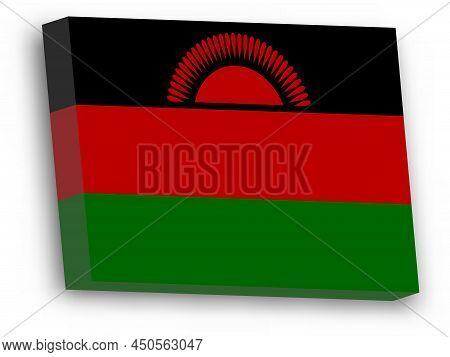 Malawi Flag - 3d Vector Rectangular Block With Dropped Shadow.