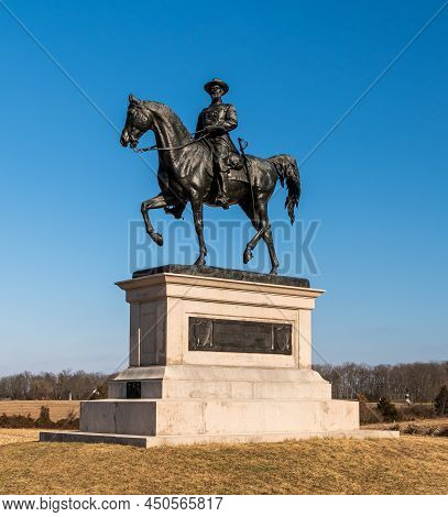 Gettysburg, Pennsylvania, Usa February 8, 2022 The Major General John Fulton Reynolds  Monument On C