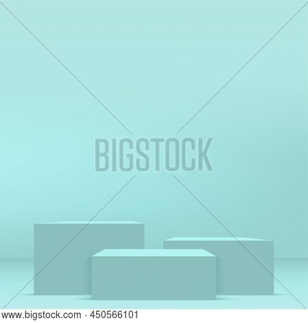 Abstract Background With Blue Color Podium For Presentation. Vector