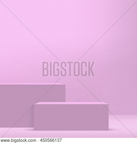 Abstract Background With Pink Color Podium For Presentation. Vector