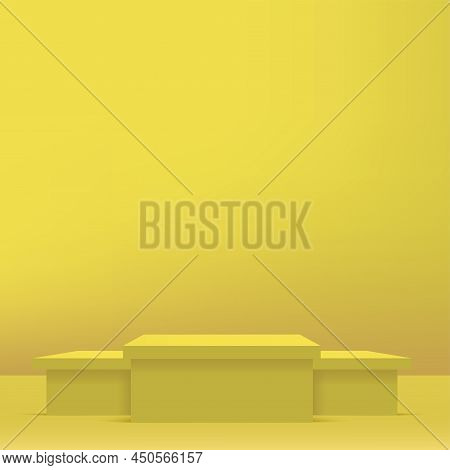 Abstract Background With Yellow Color Podium For Presentation. Vector