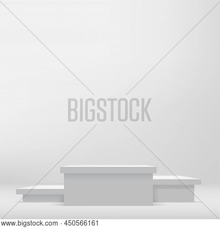 Abstract Background With White Color Podium For Presentation. Vector