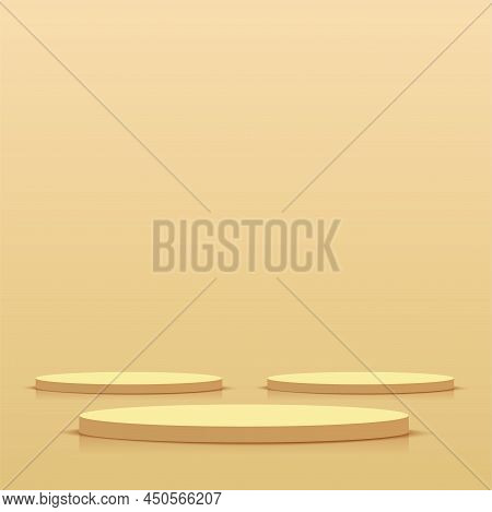 Abstract Background With Cream Color Podium For Presentation. Vector