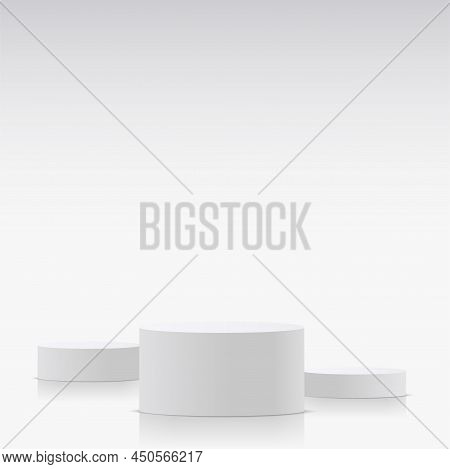 Abstract Background With White Color Podium For Presentation. Vector