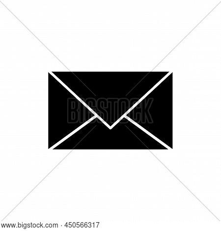 Black Envelope In Modern Style. Business Icon. Vector Illustration. Stock Image.