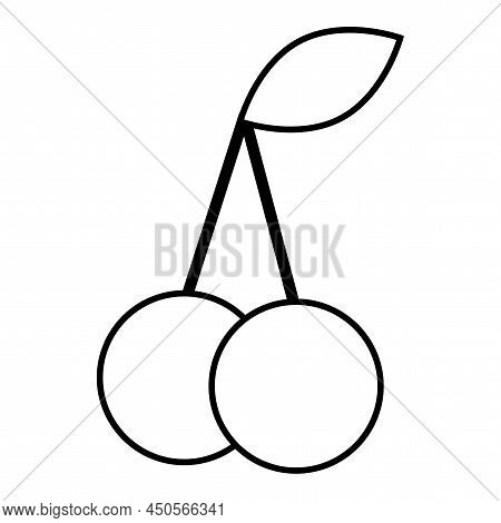 Flat Cartoon Cherry. Fresh Healthy Food. Love Symbol. Sweet Food. Vector Illustration. Stock Image.