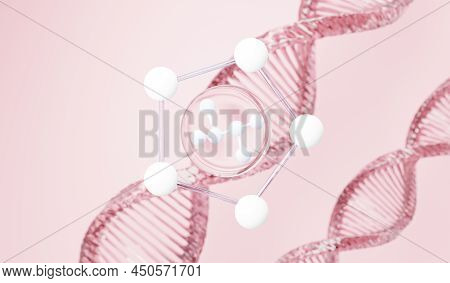 3d Render Of Simple Chemical Bond In Side Cell Or Molecules. The Associated Of Atoms, Ions, Bond And