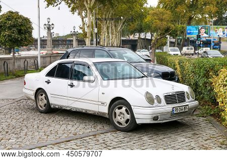 Tbilisi, Georgia - October 10, 2021: Old German Car Mercedes-benz E-class (w210) In A City Street.