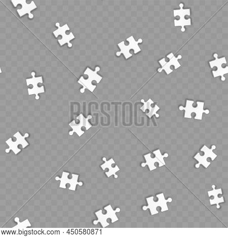 Seamless Pattern With Falling Jigsaw Puzzle. Vector