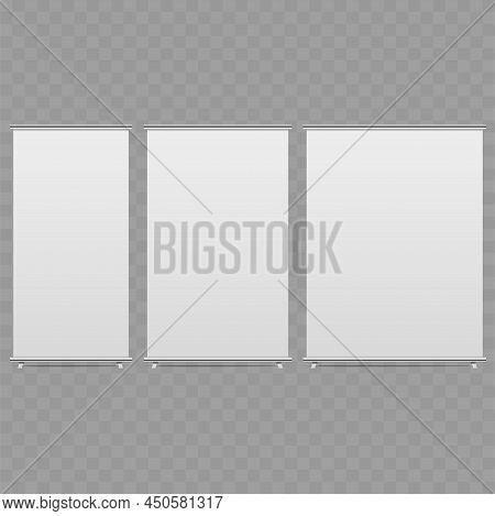 Roll Up Banner Isolated On Transparent Background. Vector