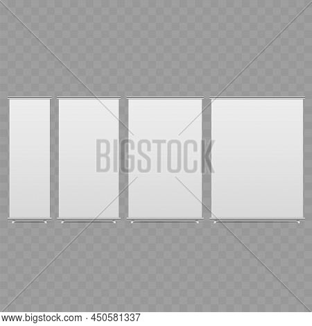 Roll Up Banner Isolated On Transparent Background. Vector