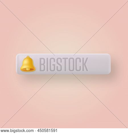 3d Subscribe Bell Button. Notificaton Sign. Vector
