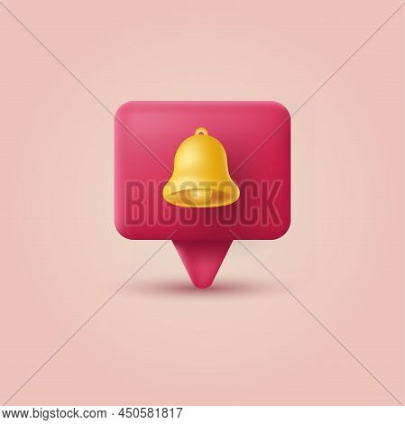 3d Subscribe Bell Button. Notificaton Sign. Vector