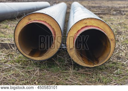 Metal Pipes With Thermal Insulation Of The District Heating System For Minimal Heat Loss. Sustainabl