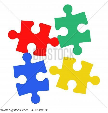 Colorful Puzzle Pieces Isolated In White. Vector