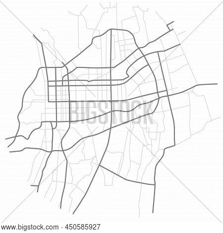 Alma-ata City Map (kazakhstan) - Town Streets On The Plan. Monochrome Line Map Of The  Scheme Of Roa
