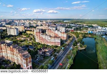 Birds Eye View Of Troieshchyna District Of Kiev, The Capital Of Ukraine Before The War With Russia