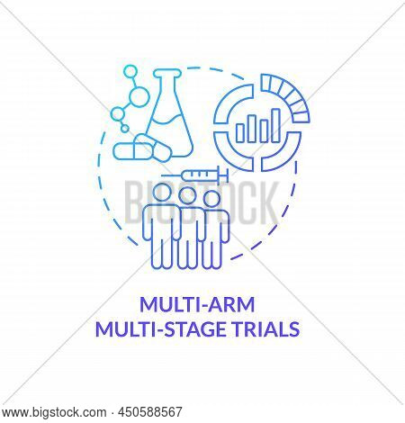 Multi-arm Multi-stage Trials Blue Gradient Concept Icon. Healthcare Testing. Clinical Studies Type A