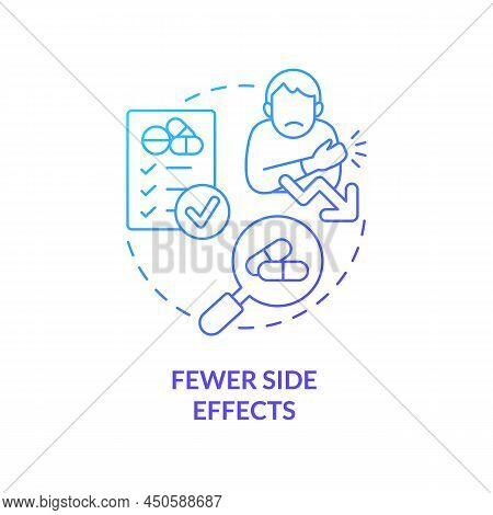 Fewer Side Effects Blue Gradient Concept Icon. Medication Test. Clinical Trials Advantage For Partic