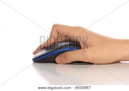 เมาส์คอมพิวเตอร์และมือ