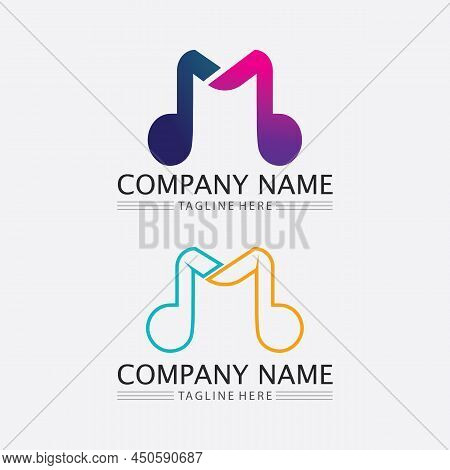 Note Icon Vector Illustration Design Sound Waves, Audio, Equalizer, Abstract, Head Set Logo Vector I