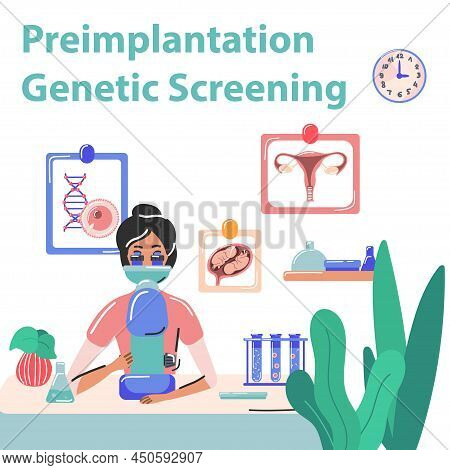 Pregnancy And Surrogacy Concept With Genetic Screening Symbols Flat Vector Illustration
