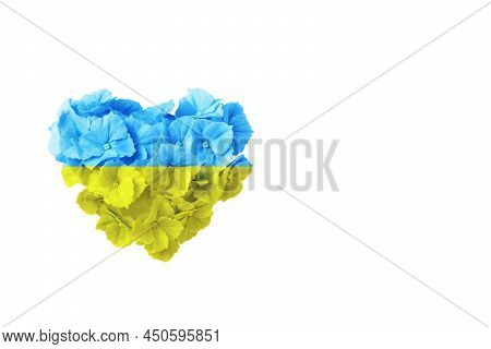 Yellow-blue Flowwer Heart Ukrainian Symbol Isolated On White
