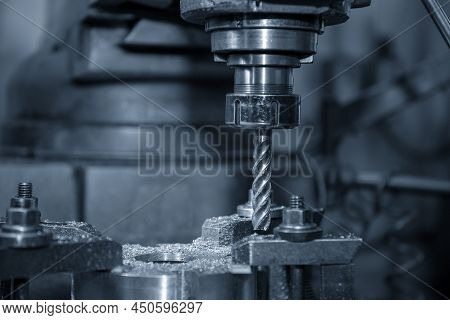 The Milling Process The Metal Plate Part With Nc Milling Machine. The Shop Floor Operation By Nc Mil