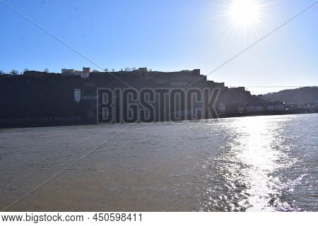 Koblenz, Germany - 02 27 2022: Festung Ehrenbreitstein At The Rhine