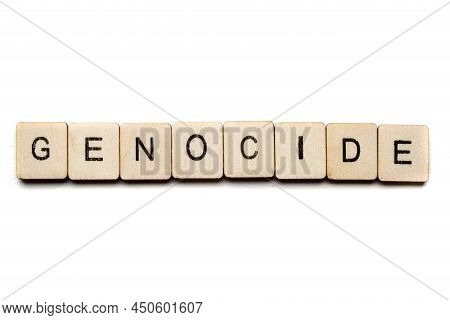 Concept On The War In Ukraine Showing A Sign Reading Genocide