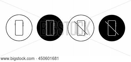 Black And Line Smartphone Vector Icons Set. No Activated Mobile Phone. Do Not Use Smartphone