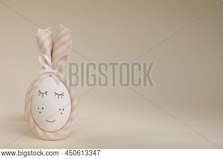 Easter Cute Bunny Egg On Light Background