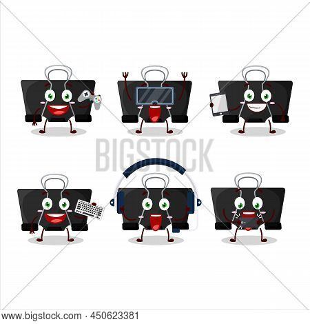 Binder Clip Cartoon Character Are Playing Games With Various Cute Emoticons