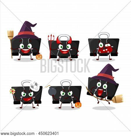 Halloween Expression Emoticons With Cartoon Character Of Binder Clip