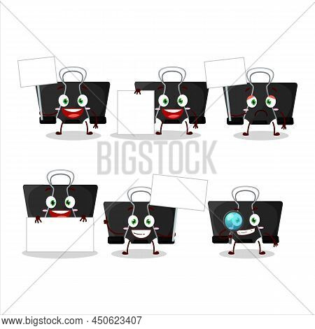 Binder Clip Cartoon Character Bring Information Board