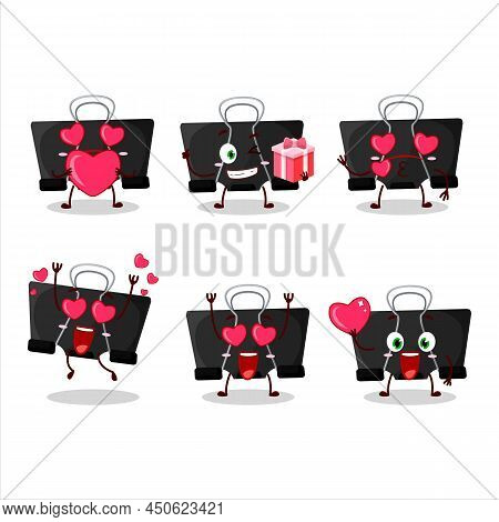Binder Clip Cartoon Character With Love Cute Emoticon