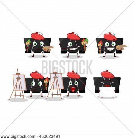 Artistic Artist Of Binder Clip Cartoon Character Painting With A Brush