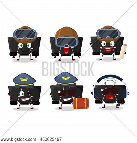 Pilot Cartoon Mascot Binder Clip With Glasses