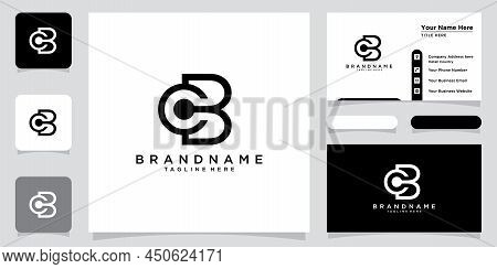 Initial Bc Or Cb Letter Logo Design Vector Template With Business Card Design