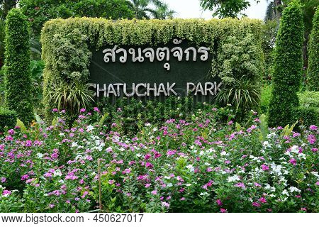 Chatuchak Park Sign, Is A Public Park In The Southwest Part Of Chatuchak District, Bangkok, Thailand