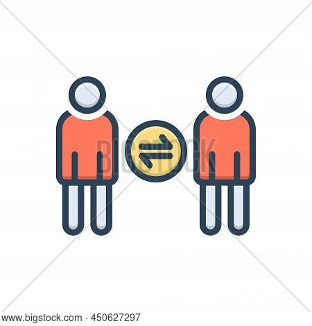 Color Illustration Icon For Peer Rival Compeer Opponent Coequal