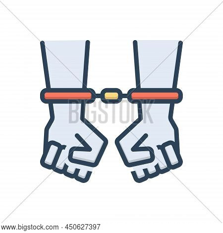 Color Illustration Icon For Caught Arrested Bracelet Manacles Shackles Crime Handcuff