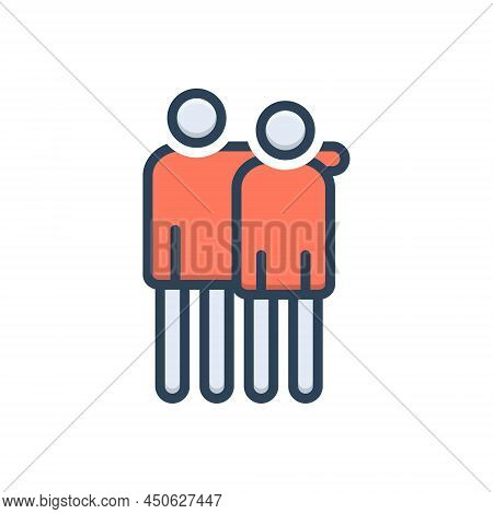 Color Illustration Icon For Brothers People Brethren Sibling Relative Fellow Partner