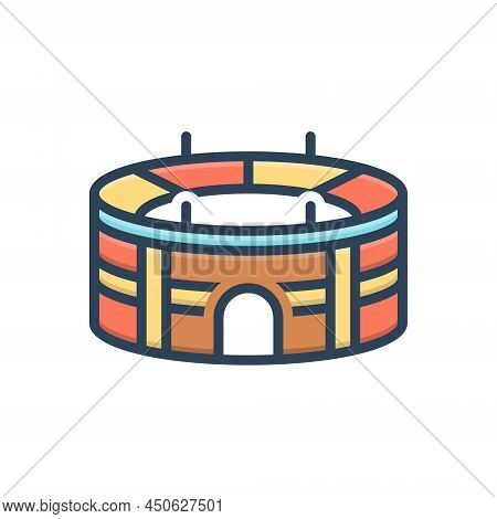 Color Illustration Icon For Stadium Arena Amphitheater Field Palaestra Cirque Competition Sport