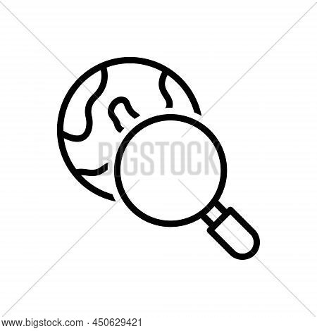 Black Line Icon For Exploration Magnifier Investigation Research Search Disquisition Study