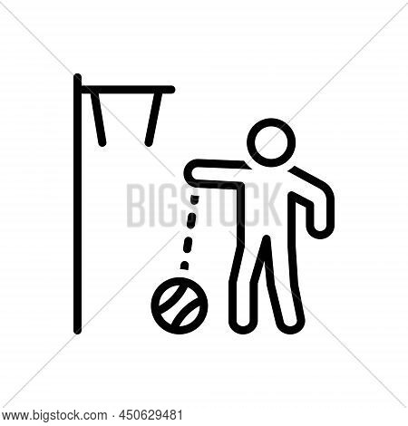 Black Line Icon For Playing Game Player Gamester Basketball Play Ball
