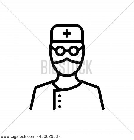 Black Line Icon For Surgeon Doctor Specialist Sawbones Health-care Physician