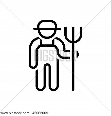 Black Line Icon For Farmers Peasant Husbandman Agriculturist Grower Farming