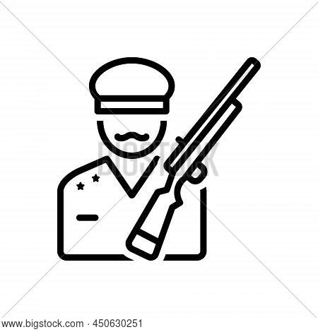Black Line Icon For Fought Battle Protect Freedom Fighter  Soldier Warrior