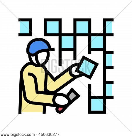 Tiler Worker Color Icon Vector. Tiler Worker Sign. Isolated Symbol Illustration